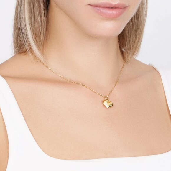 NWT Gold-Filled Puffed Heart Pendant Necklace 1.4 mm / Jewelry Atelier - Picture 2 of 13